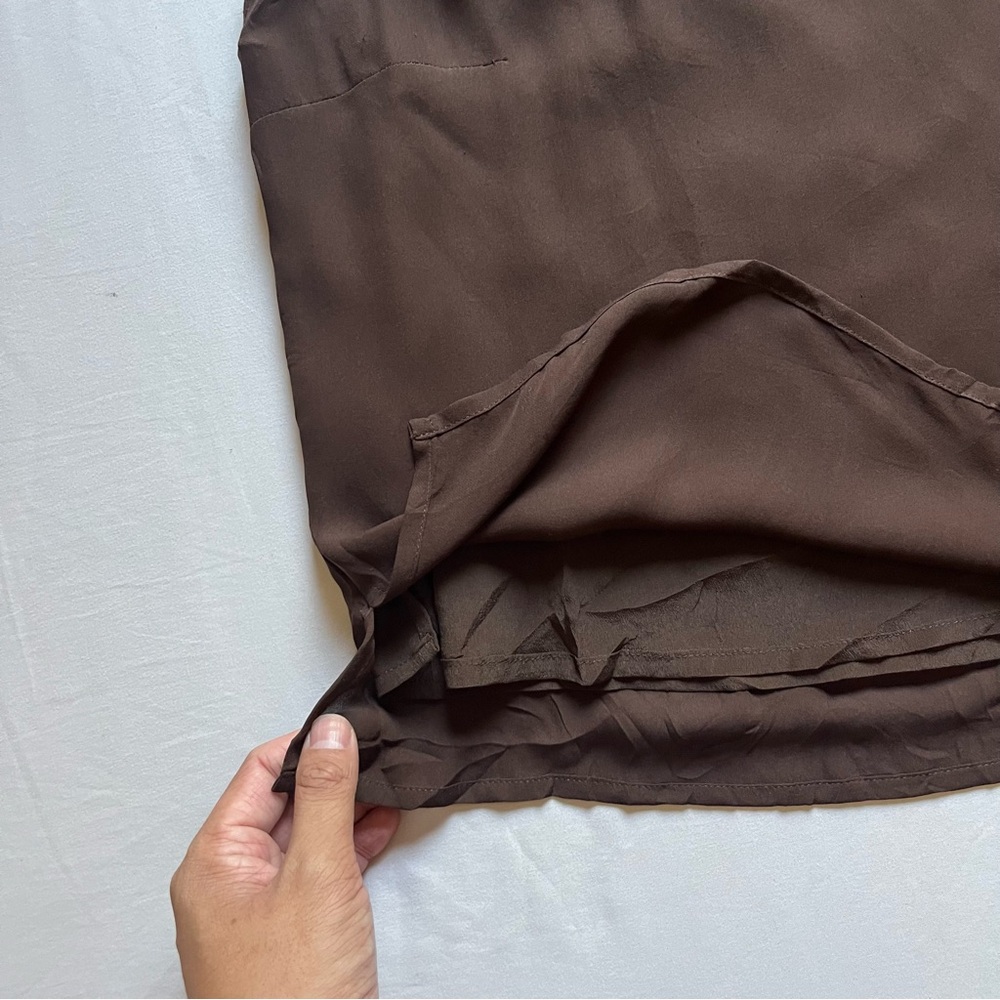 CITRON brown square neck silk sleeveless tank top - Picture 2 of 4